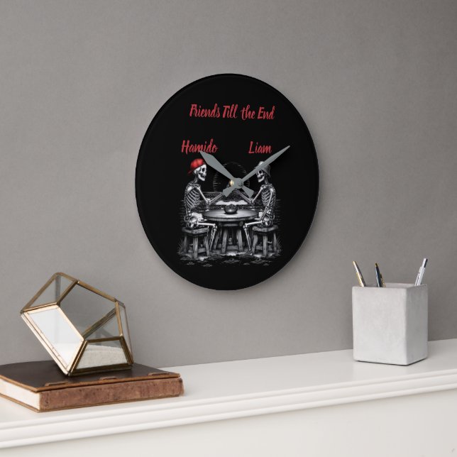 Skelett Beste Freunde Prost Große Wanduhr (Büro)