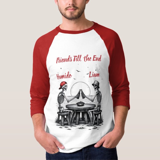 Skelett Beste Freunde Prost T-Shirt (Vorderseite)