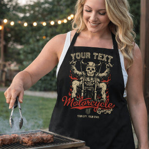 Skelett Biker Chopper Motorrad Geschäft Garage Schürze