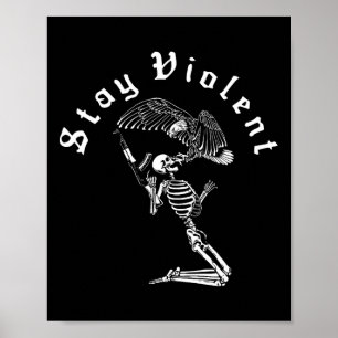 Skelett Bleib Gewalttätig Vintage 90er Halloween G Poster