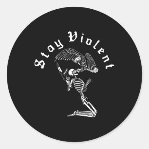 Skelett Bleib Gewalttätig Vintage 90er Halloween G Runder Aufkleber