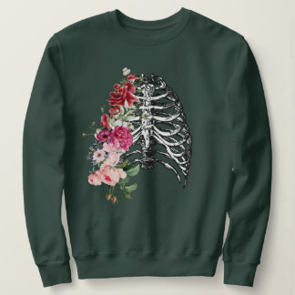 Skelett-Blumen-Körper kantiges Grafikdesign Sweatshirt