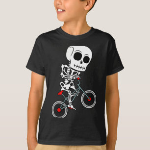 Skelett-BMX-Rennfahrer Halloween-Stil-Rennen leich T-Shirt