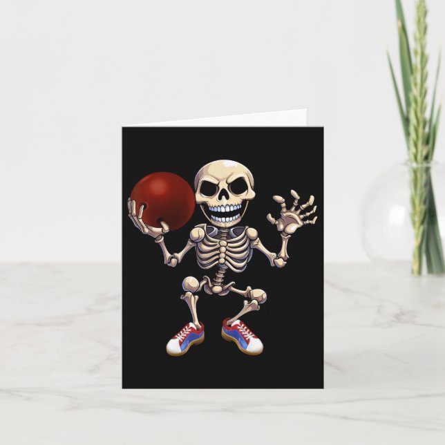 Skelett Bowling Funny Halloween Skull Kid Karte (Vorderseite)