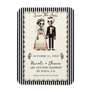 Skelett Braut + Bräutigam als Cartoon Hochzeitster Magnet