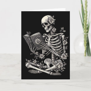 Skelett-Buch-Blumen-Schädel-Halloween-Lehrer-Kostü Karte