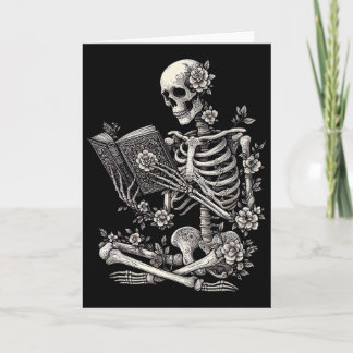 Skelett-Buch-Blumen-Schädel-Halloween-Lehrer-Kostü Karte