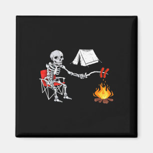 Skelett-Camping-Shirt Lagerfeuer Wandern Halloween Magnet