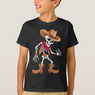 Skelett Cowboy Halloween Kostüm Kinder Jungen Männ T-Shirt
