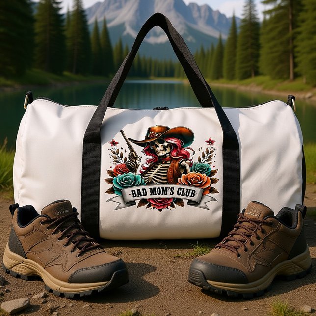 Skelett-Cowboy mit Waffe Duffle Bag (Von Creator hochgeladen)