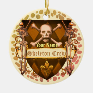 Skelett-Crew-Schild Keramik Ornament