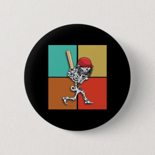 Skelett Cricket Halloween Cricketspieler Button