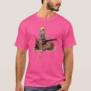Skelett das E-Gitarre Akustik Klassik spielt T-Shirt