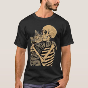 Skelett, das eine Katze umarmt – Süßes Geschenk fü T-Shirt