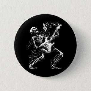 Skelett, das Gitarre spielt, Musik für Männer Frau Button