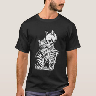 Skelett, das Katzenliebhaber umarmt, lustiger Hall T-Shirt