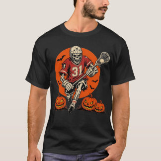 Skelett, das Lacrosse-Halloween-Kostüm spielt Spie T-Shirt