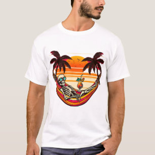 Skelett, das sein bestes Leben lebt - Retro-Sonnen T-Shirt