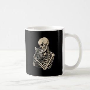 Skelett, das Tabby-Kat umarmt - Gothic-Liebe-Tasse Kaffeetasse
