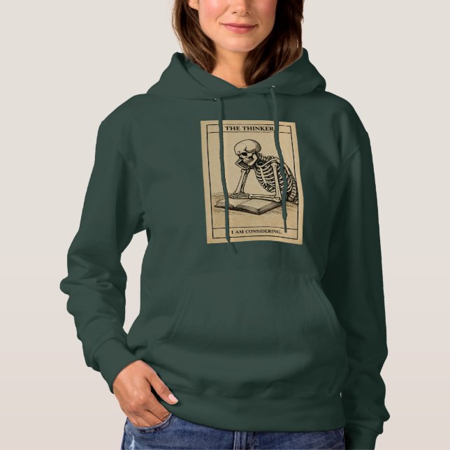 Skelett-Denker-Illustration Hoodie (Vorderseite)
