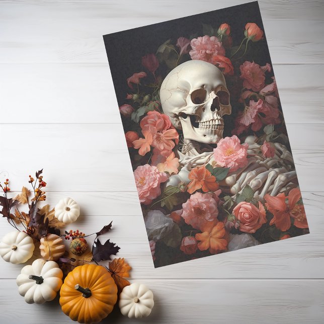 Skelett des Schädels mit Rose Seidenpapier (Von Creator hochgeladen)