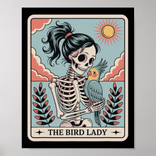 Skelett Die Vogel Lady Tarot Karte Skelett Hallowe Poster