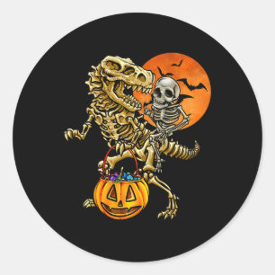 Skelett-Dinosaurier-Halloween-Kürbis für Jungen Ki Runder Aufkleber