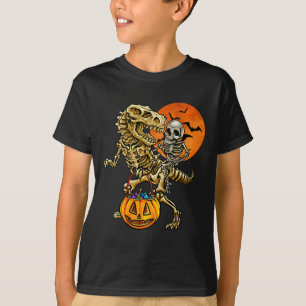 Skelett-Dinosaurier-Halloween-Kürbis für Jungen Ki T-Shirt