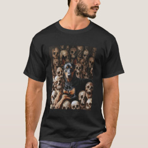 Skelett Dobermann Pinscher Schwarz T-Shirt