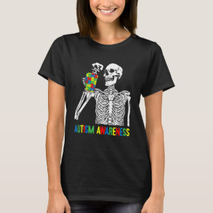 Skelett Drink Kaffee Autismus Bewusstseinsfrage Pu T-Shirt