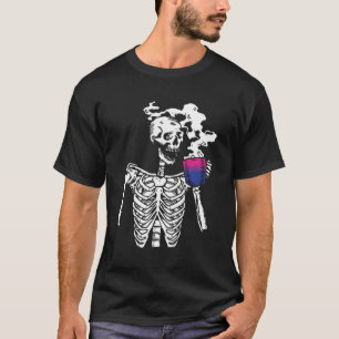 Skelett Drink Kaffee Bi-Ual Pride Skull Lgbt-Q T-Shirt