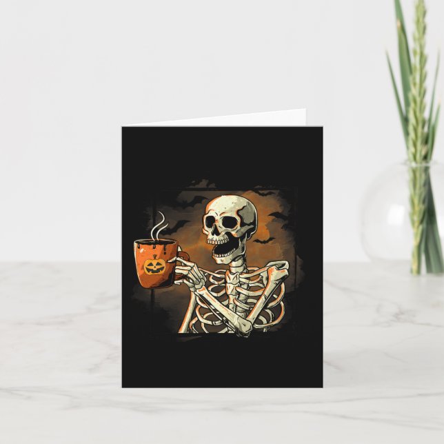 Skelett Drink Kaffee Funny Skull Halloween Cos Karte (Vorderseite)
