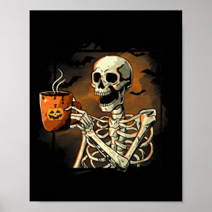 Skelett Drink Kaffee Funny Skull Halloween Cos Poster