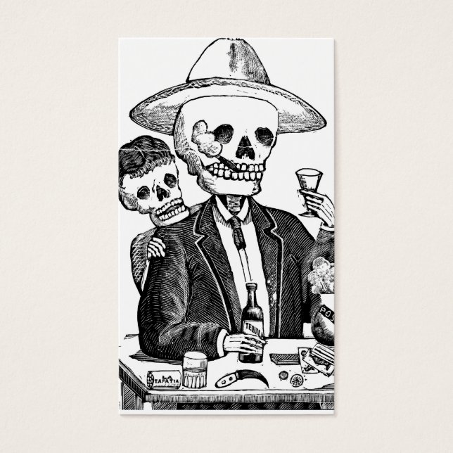 Skelett Drinks Tequila and Raucher, Mexiko (Vorderseite)