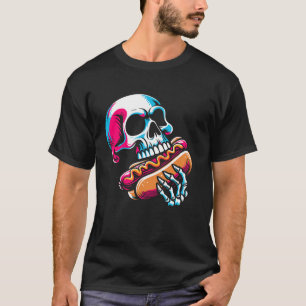 Skelett Eating Hot Dog - Vintages Hotdog Halloween T-Shirt