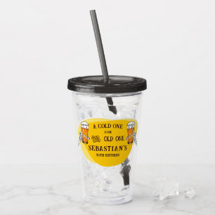 Skelett ein kaltes für das alte Bier Geburtstag Acryltrinkbecher