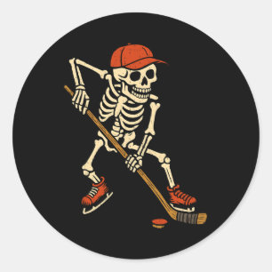 Skelett-Eishockey-Halloween-Kostüm Gruseliger Spor Runder Aufkleber