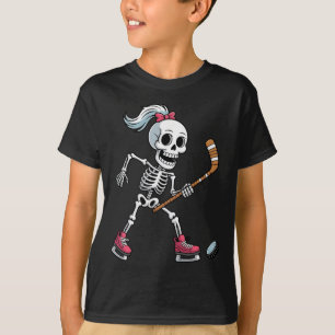 Skelett-Eishockey-Halloween-Kostüm lustige Frauen T-Shirt