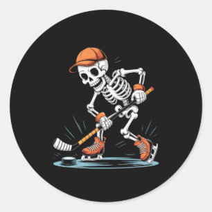 Skelett-Eishockey-Halloween-Kostüm Runder Aufkleber