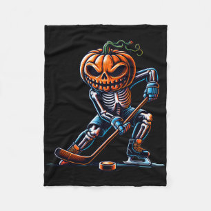 Skelett-Eishockey-Halloween-Kürbis-Hockey Herren Fleecedecke