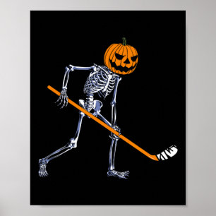 Skelett-Eishockey-Kürbis-Halloween-Kostüm Männer Poster