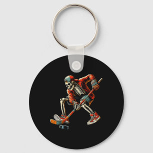 Skelett-Eishockeyspieler coole Halloween-Kostüm Schlüsselanhänger