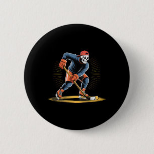 Skelett-Eishockeyspieler Lustiges Eisläufer-Design Button