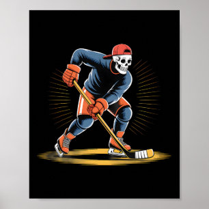 Skelett-Eishockeyspieler Lustiges Skater-Design Poster