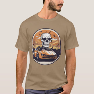 Skelett fährt ein cooles Auto Cool Halloween-Skele T-Shirt