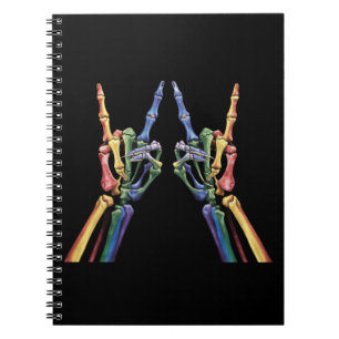 Skelett-Felsen-Hand LGBTQ Coole Regenbogenflagge S Notizblock