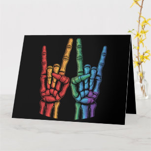Skelett-Felsen-Hand LGBTQ-Regenbogenflagge Gay Pri Karte