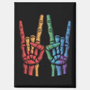 Skelett-Felsen-Hand LGBTQ-Regenbogenflagge Gay Pri Magnet