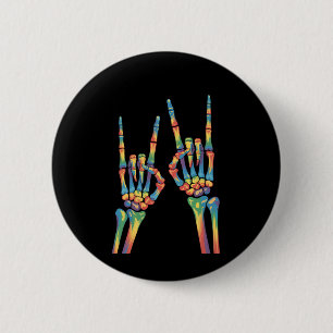 Skelett-Felsen-Hand-Regenbogen-LGBTQ-Schwule-Lesbe Button