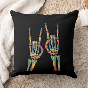 Skelett-Felsen-Hand-Regenbogen-LGBTQ-Schwule-Lesbe Kissen